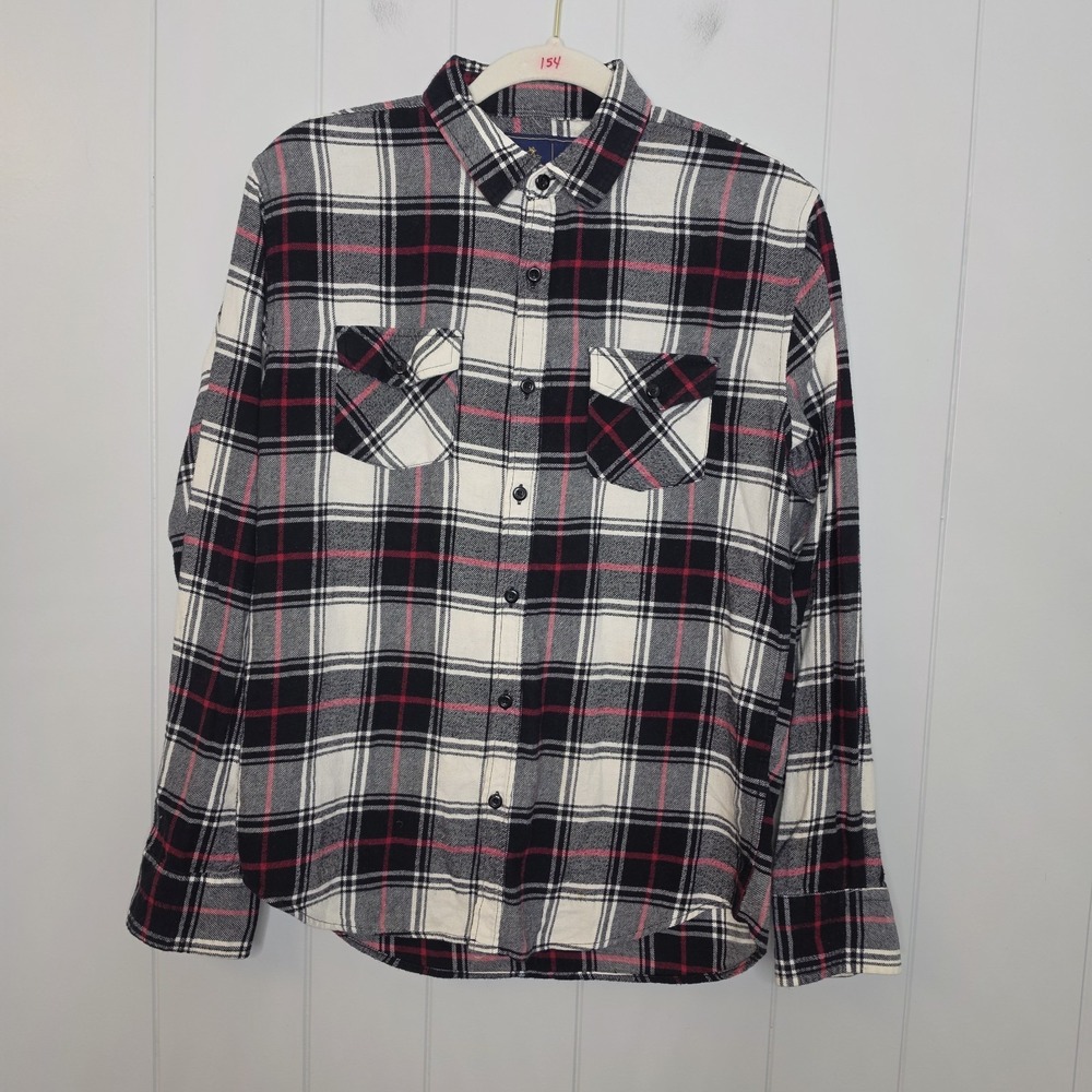 Rugby University Flannel Shirt Size Medium 100% Cotton Mens